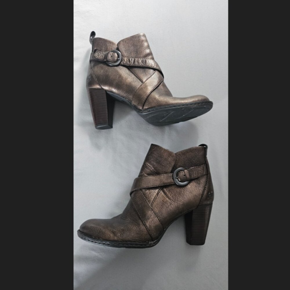 Born Bronze Leather Ankle Boots , size 8